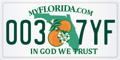 FL license plate 0037YF
