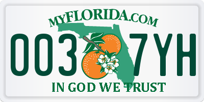 FL license plate 0037YH
