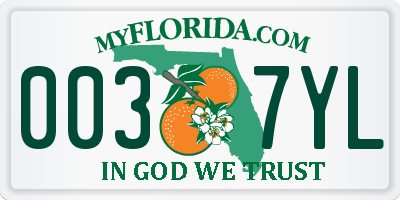 FL license plate 0037YL