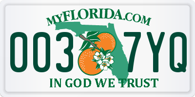 FL license plate 0037YQ