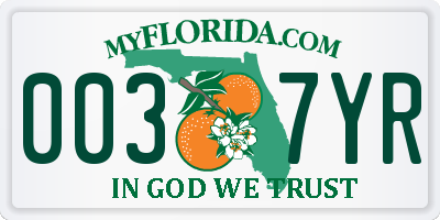 FL license plate 0037YR