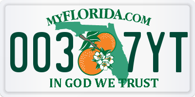 FL license plate 0037YT
