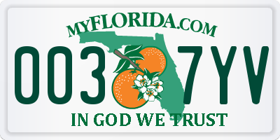 FL license plate 0037YV