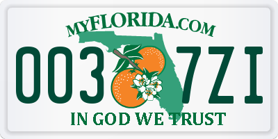 FL license plate 0037ZI