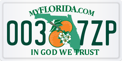 FL license plate 0037ZP