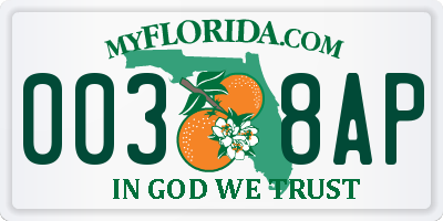 FL license plate 0038AP