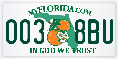 FL license plate 0038BU