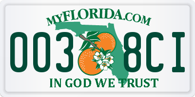 FL license plate 0038CI
