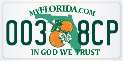 FL license plate 0038CP