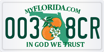 FL license plate 0038CR