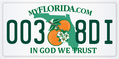 FL license plate 0038DI