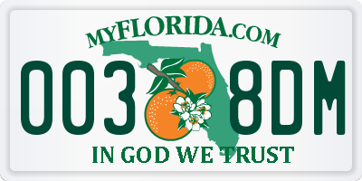 FL license plate 0038DM