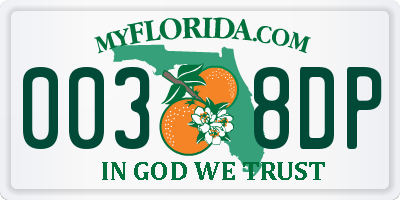 FL license plate 0038DP