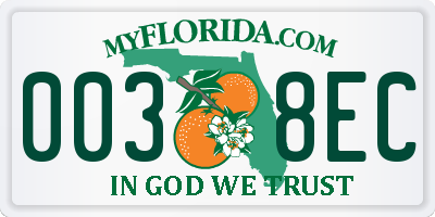 FL license plate 0038EC