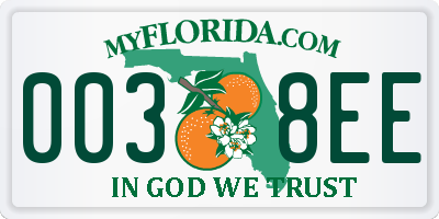 FL license plate 0038EE