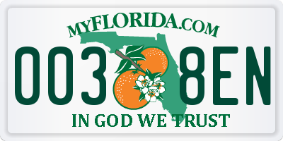 FL license plate 0038EN