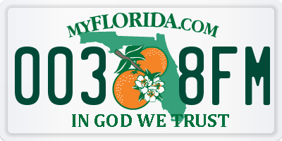 FL license plate 0038FM