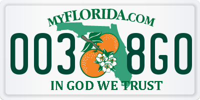 FL license plate 0038GO