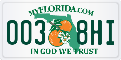 FL license plate 0038HI