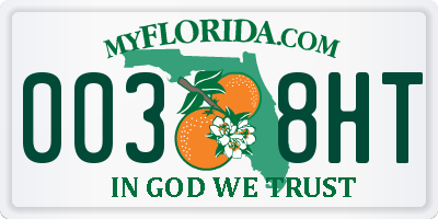 FL license plate 0038HT