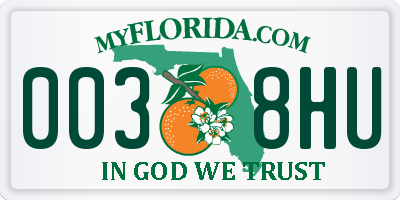 FL license plate 0038HU