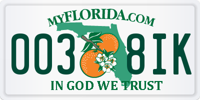 FL license plate 0038IK