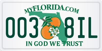 FL license plate 0038IL