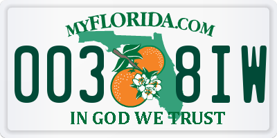 FL license plate 0038IW