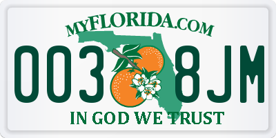 FL license plate 0038JM