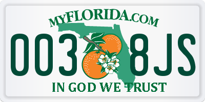 FL license plate 0038JS