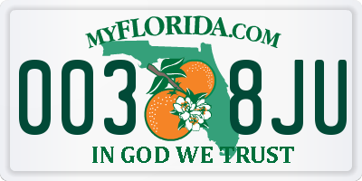 FL license plate 0038JU