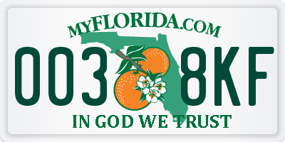 FL license plate 0038KF