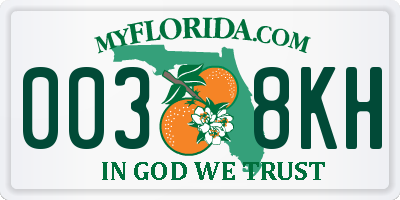 FL license plate 0038KH