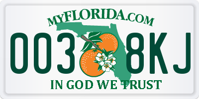 FL license plate 0038KJ