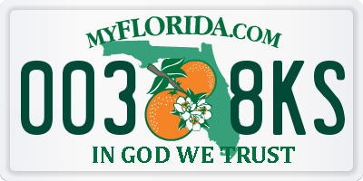 FL license plate 0038KS