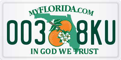 FL license plate 0038KU
