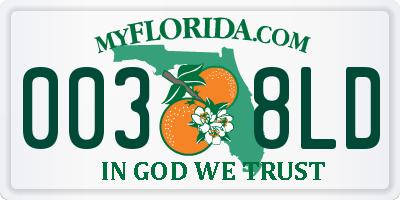 FL license plate 0038LD