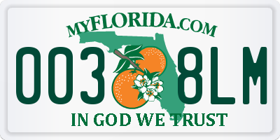 FL license plate 0038LM