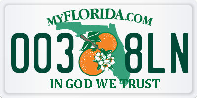 FL license plate 0038LN