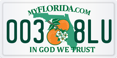 FL license plate 0038LU