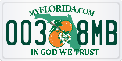 FL license plate 0038MB