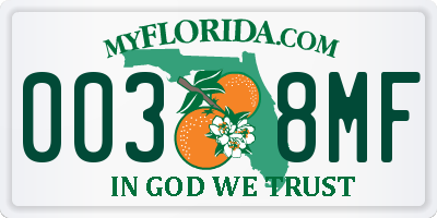 FL license plate 0038MF