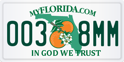 FL license plate 0038MM