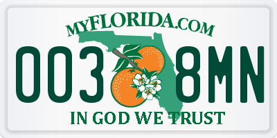 FL license plate 0038MN