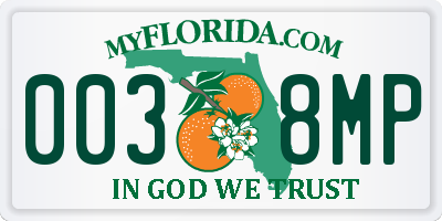 FL license plate 0038MP