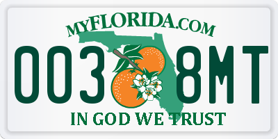 FL license plate 0038MT