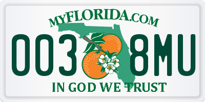 FL license plate 0038MU