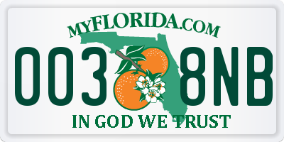 FL license plate 0038NB