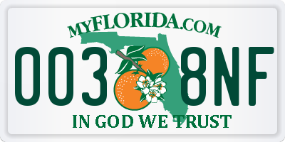 FL license plate 0038NF