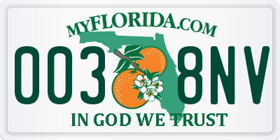 FL license plate 0038NV